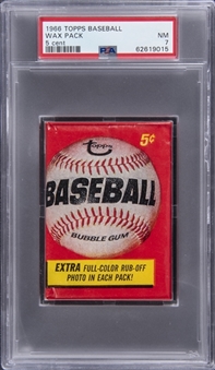 1966 Topps Baseball Unopened 5-Cent Wax Pack – PSA NM 7
